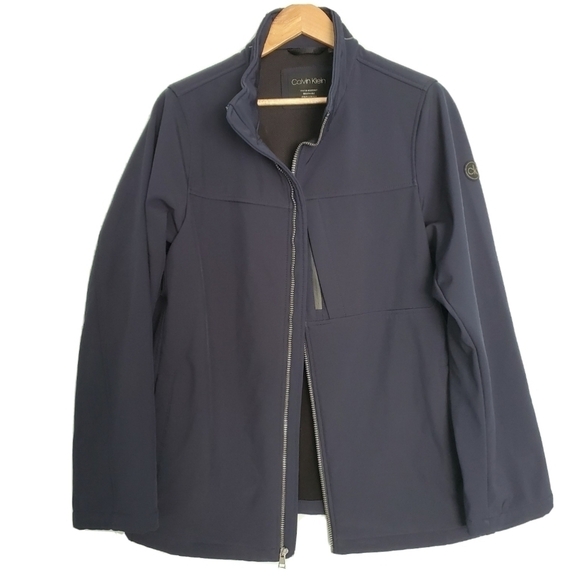 NEW Calvin Klein Blue Softshell Full Zip Jacket - Picture 2 of 6